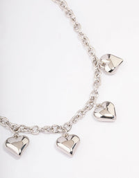 Rhodium Puffy Heart Chunky Chain Necklace - link has visual effect only