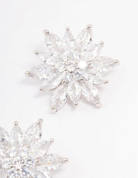 Rhodium Cubic Zirconia Flower Stud Earrings - link has visual effect only