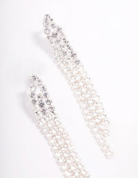 Silver Plated Triangular Cubic Zirconia Cupchain Drop Earrings - link has visual effect only